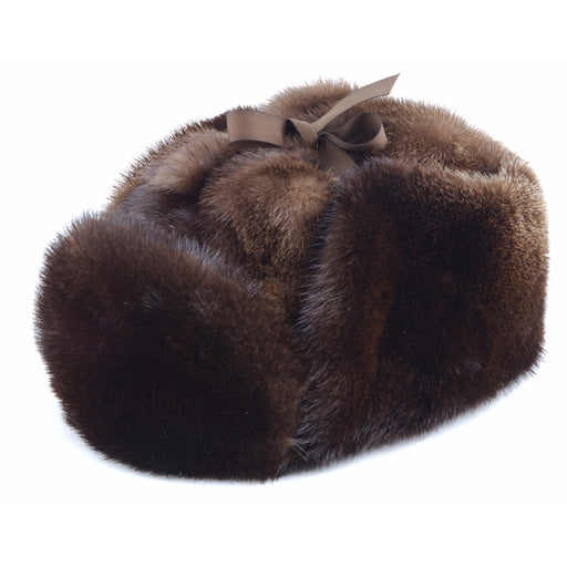 Muskrat Fur Hat | Rcmp Style Hat - Cote Cuir 2XLarge