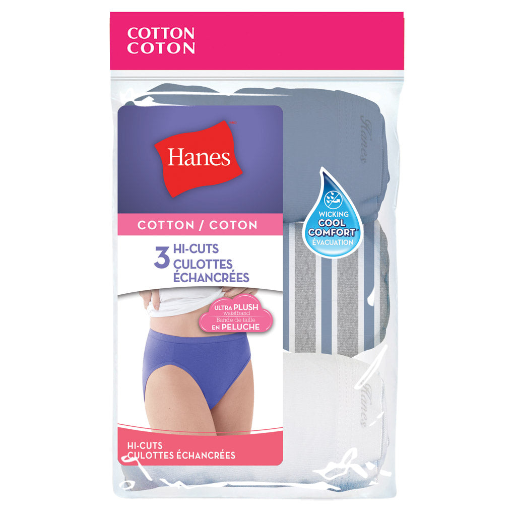16 Wholesale Hanes Women's HI-Cut Panties 3-Pack - at 