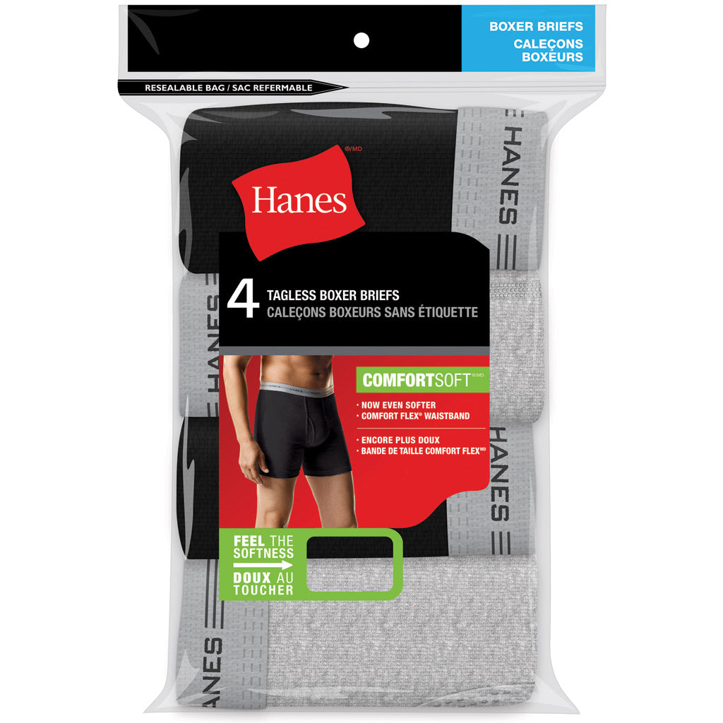 Hanes Mens 4-Pack ComfortBlend Boxer Briefs with FreshIQ : :  Clothing, Shoes & Accessories